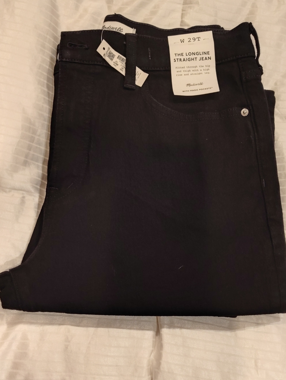 Madewell NWT Longline Straight Jeans - Black 29T Women's